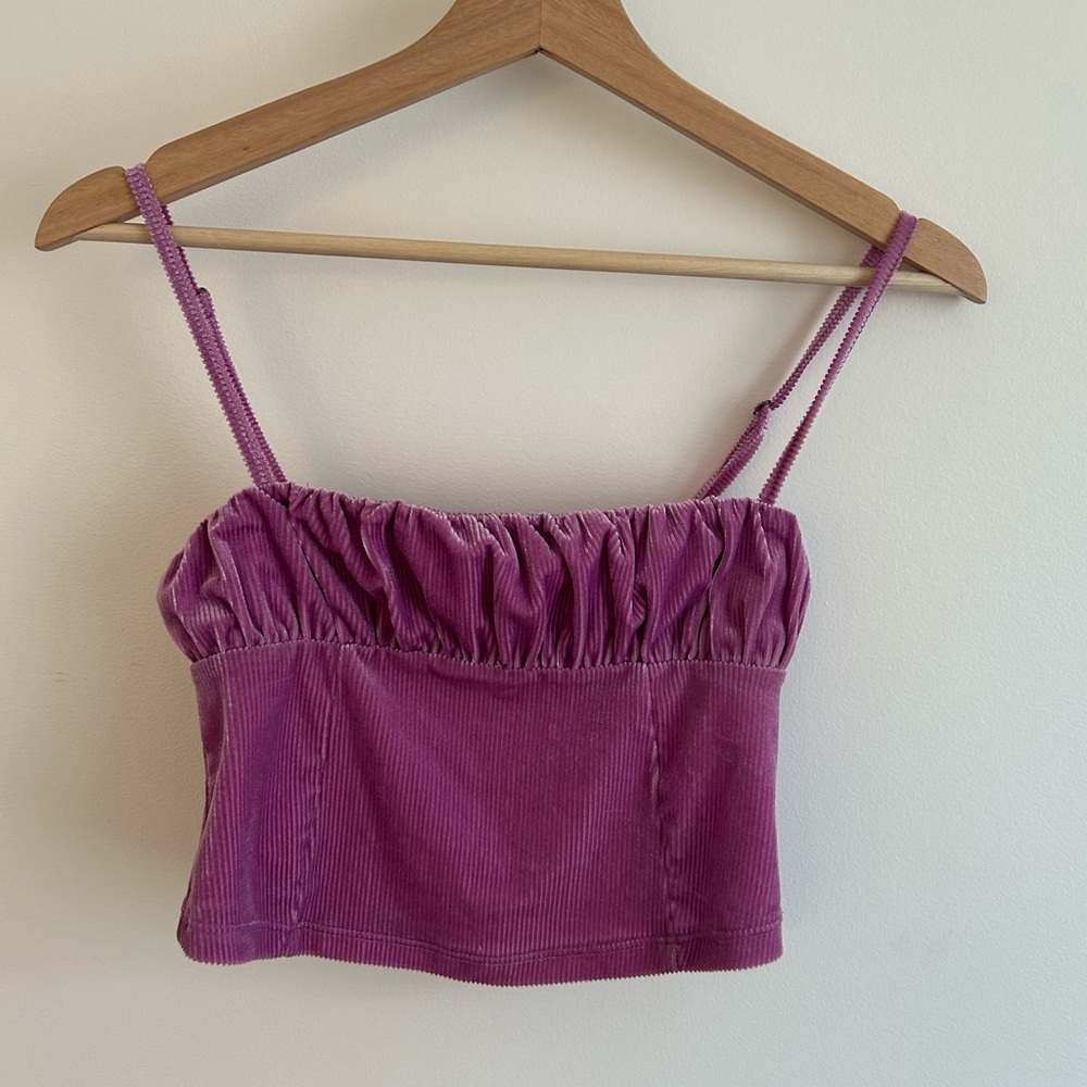 Urban Outfitters Lavender Corduroy Ruched Crop Top
